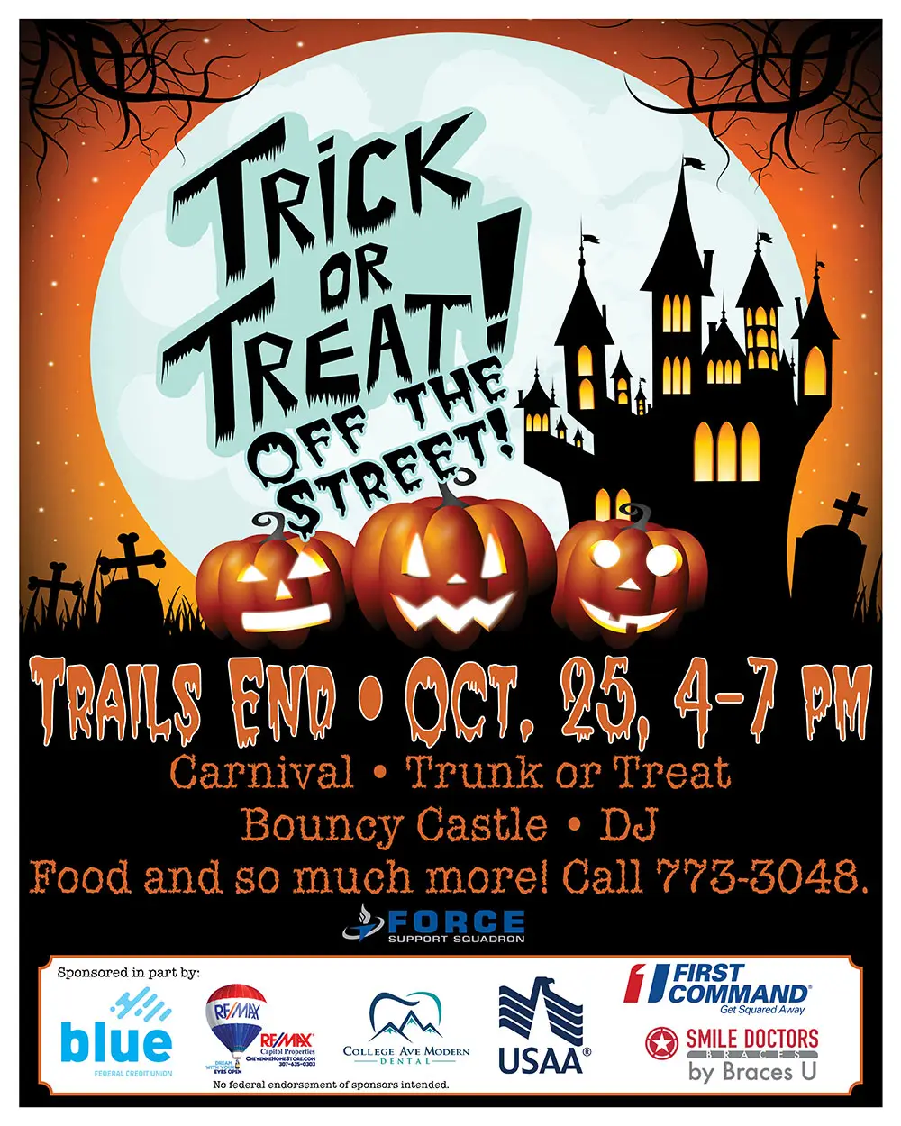 Flyer for Trick or Treat Off the Streets